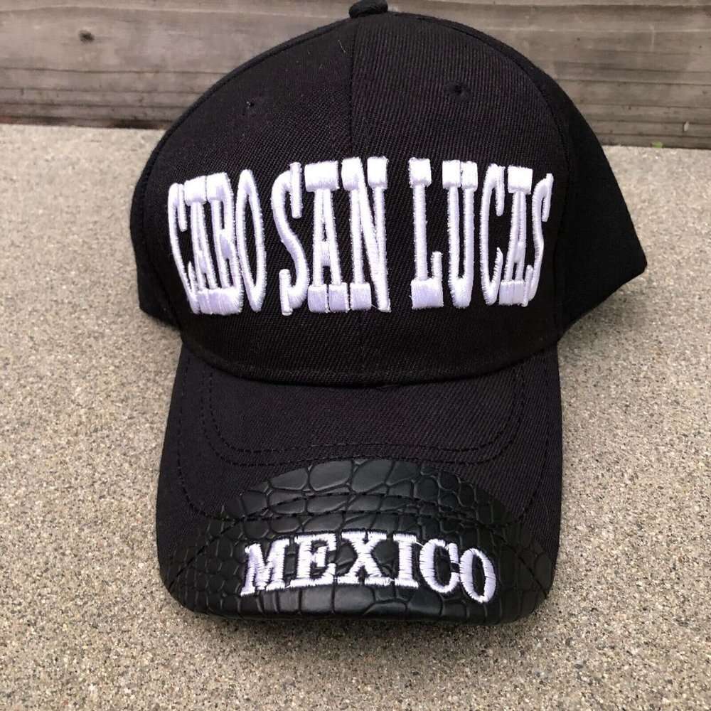 Vtg Cabo San Lucas Mexico Baseball Hat Men's Black Embroidered Adjustabl